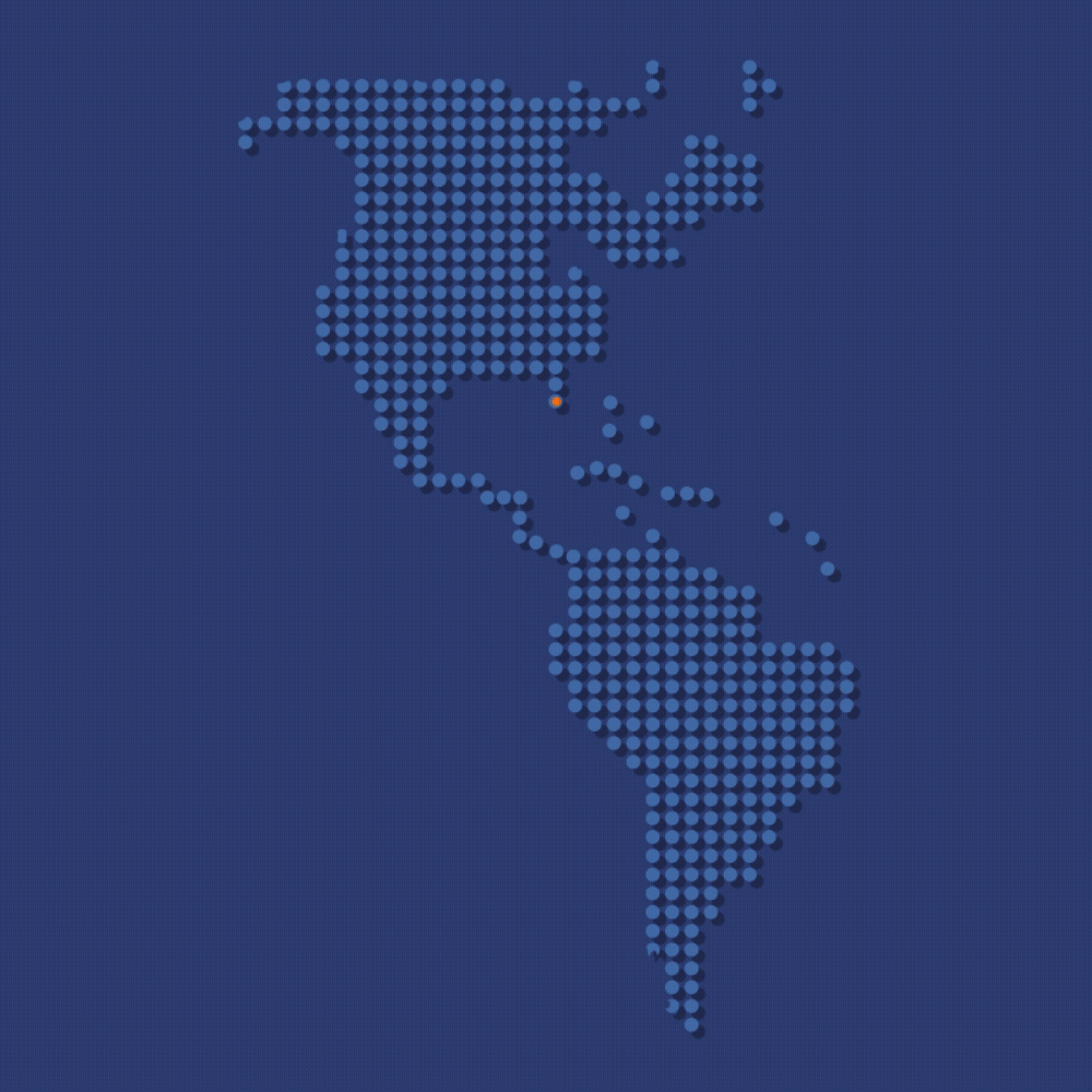 Mapa de cobertura de InstaShop24 mostrando América Latina y el Caribe